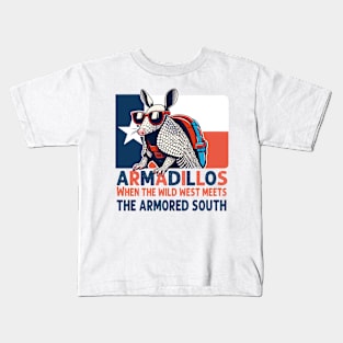 Armadillo - Texas Armadillo: When the Wild West meets the Armored South. Kids T-Shirt